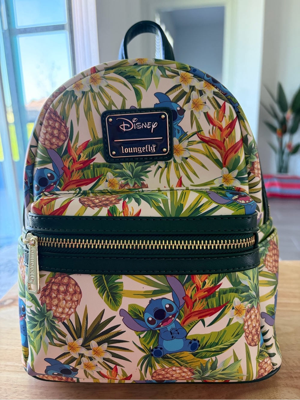 Loungefly Disney Stitch Tropical Print Mini Backpack - Green, Blue, Yellow